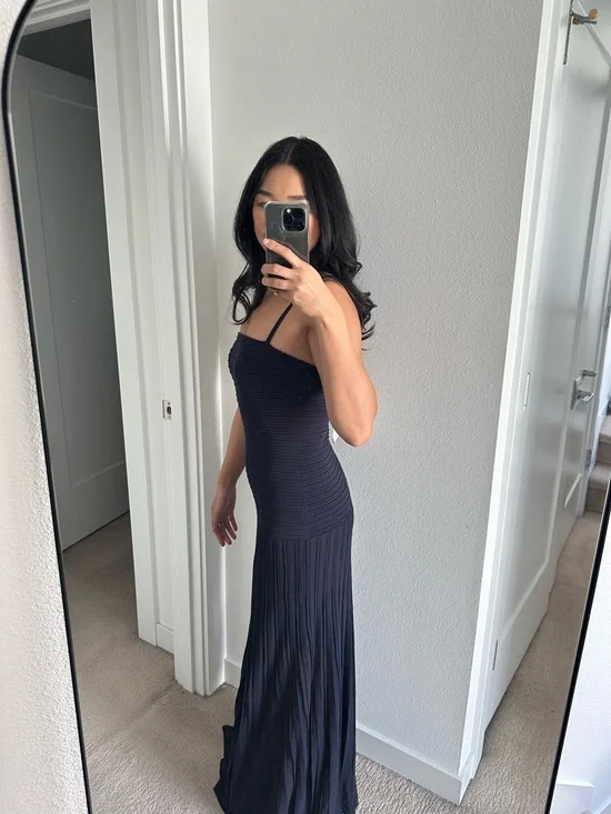 COS Navy Knit Maxi Dress with Spaghetti Straps - Picture 4 of 9